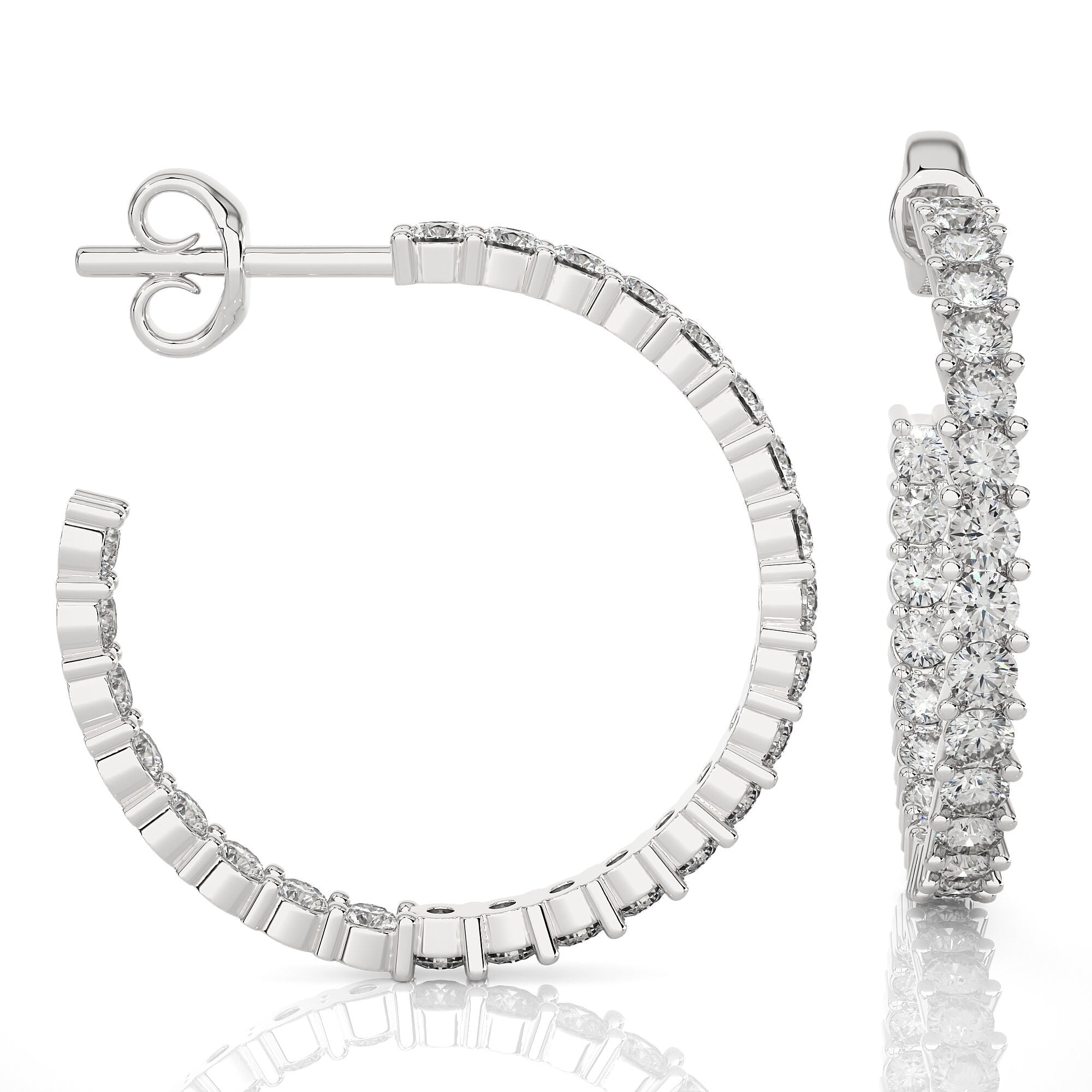 14K Gold Round EF VS/SI Lab-Grown Diamond Half Hoop Earrings Minimalist Prong Setting Design with Ethically Sourced Sparkle.